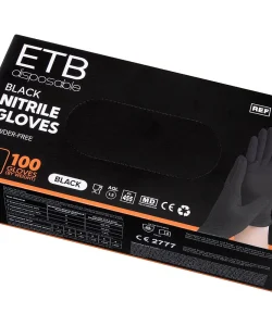 Mănuși din nitril negre, mărimea S, ETB Disposable – set 100 buc., ED565S - imagine 3