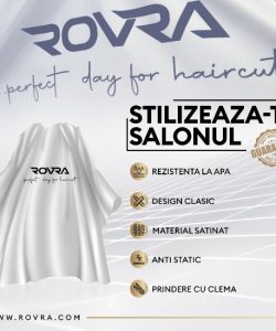 Pelerina coafor frizerie - ROVRA - alba - imagine 2