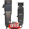 Set Gamma+ Boosted, mașina de tuns și aparat de contur, negru, gold și roșu