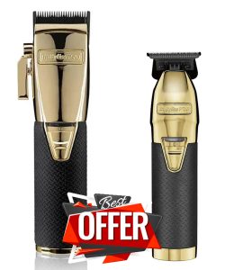 Set BaBylissPRO Boost+ 4Artists, mașină de tuns și trimmer, negru/auriu