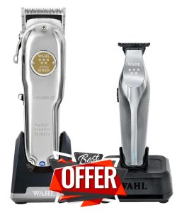 Set combo masina de tuns Senior Metal Edition + masina de contur Hi-Viz – Wahl