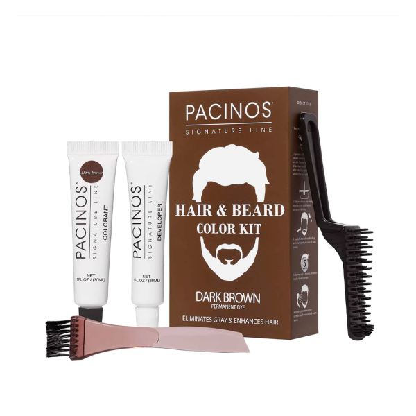Vopsea pentru par si barba Pacinos Hair & Beard Color Kit – Saten inchis