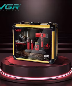 Set VGR STEPLESS Pro 4 în 1 – mașină de tuns, contur, aparat de ras și uscător, roșu