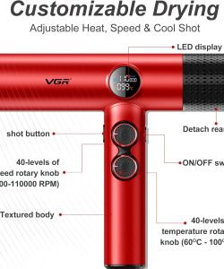 Uscator de par VGR Profesional V-401 rosu - imagine 3