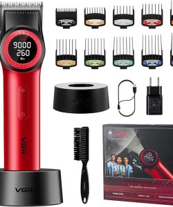 Set combo VGR STEPLESS Pro 3 în 1 — mașină de tuns, aparat de contur, aparat de ras, roșu - imagine 3