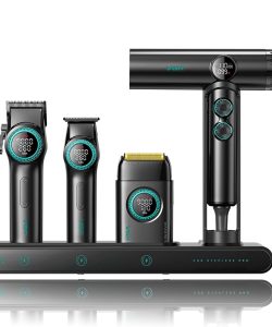 Set combo VGR STEPLESS Pro 4 în 1 – mașină de tuns, aparat de contur, aparat de ras și uscător, negru - imagine 2
