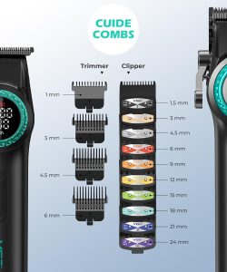 Set combo VGR STEPLESS Pro 3 în 1 — mașină de tuns, aparat de contur, aparat de ras, negru - imagine 13