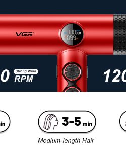 Set VGR STEPLESS Pro 4 în 1 – mașină de tuns, contur, aparat de ras și uscător, roșu - imagine 7