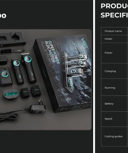 Set combo VGR STEPLESS Pro 3 în 1 — mașină de tuns, aparat de contur, aparat de ras, negru - imagine 5