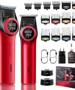 Set combo Masina de tuns VGR Profesional V-001 + aparat de contur profesional VGR-977 rosu