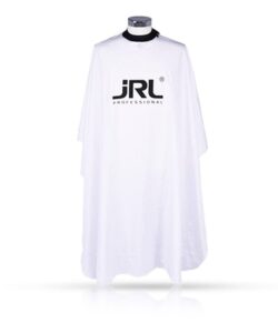Pelerină pentru frizerie JRL Professional, albă, cu guler impermeabil